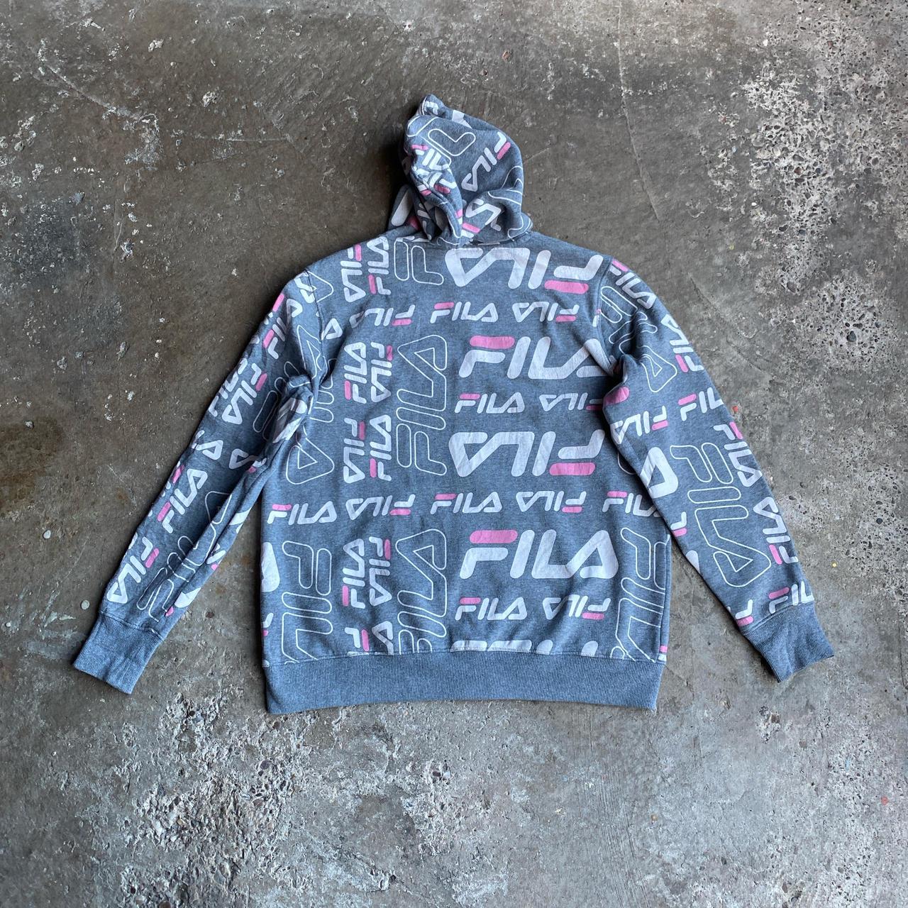 Grey & Pink Fila Graphic Print Full Zip Hoodie - XL (women’s)