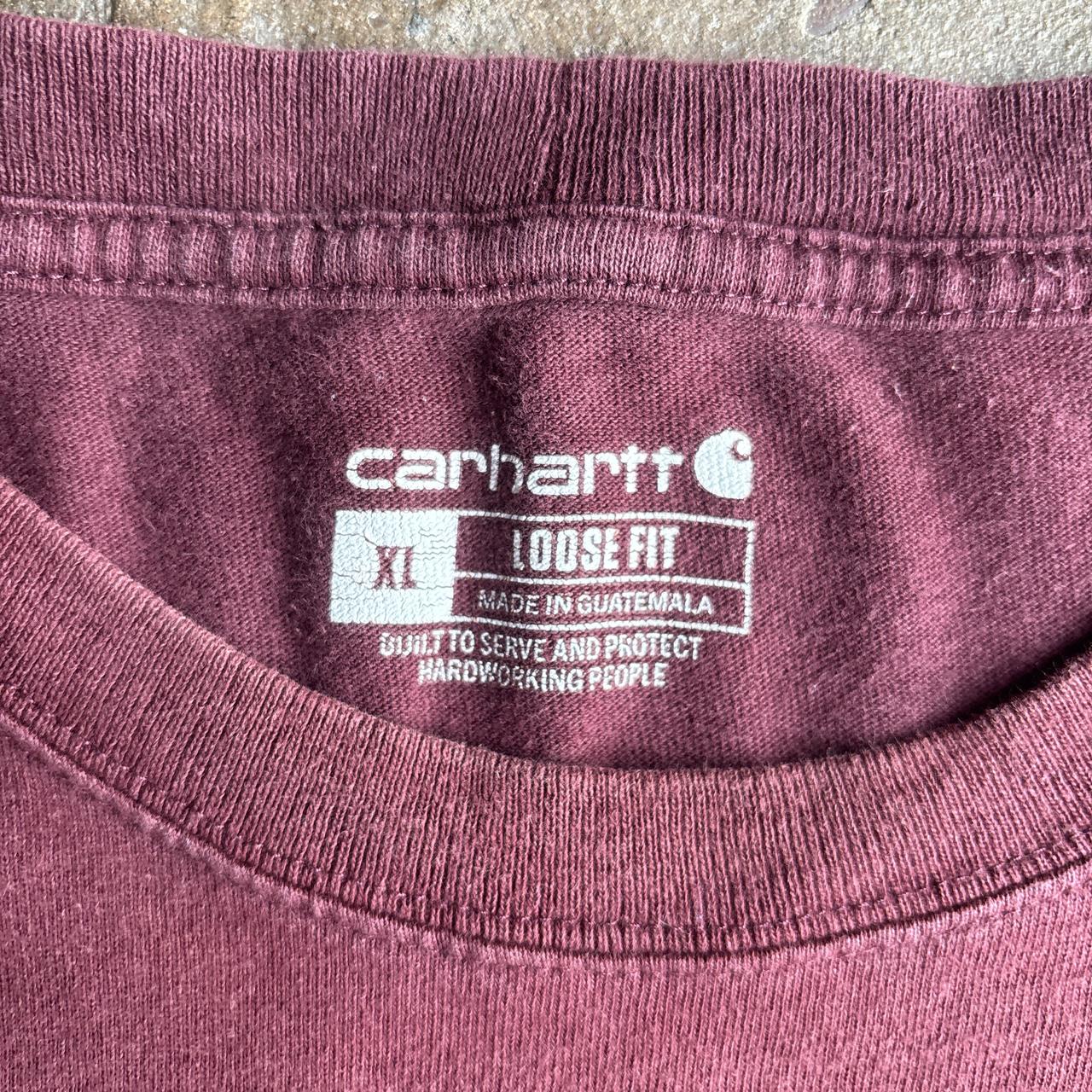 Burgundy Carhartt Single Pocket T-Shirt - XL