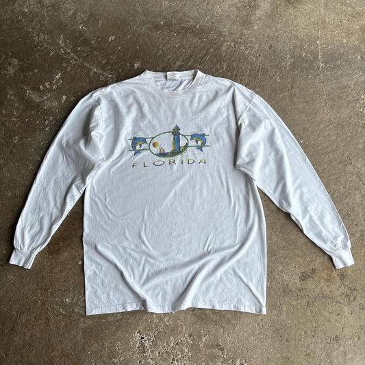 90s White Florida graphic long sleeve top