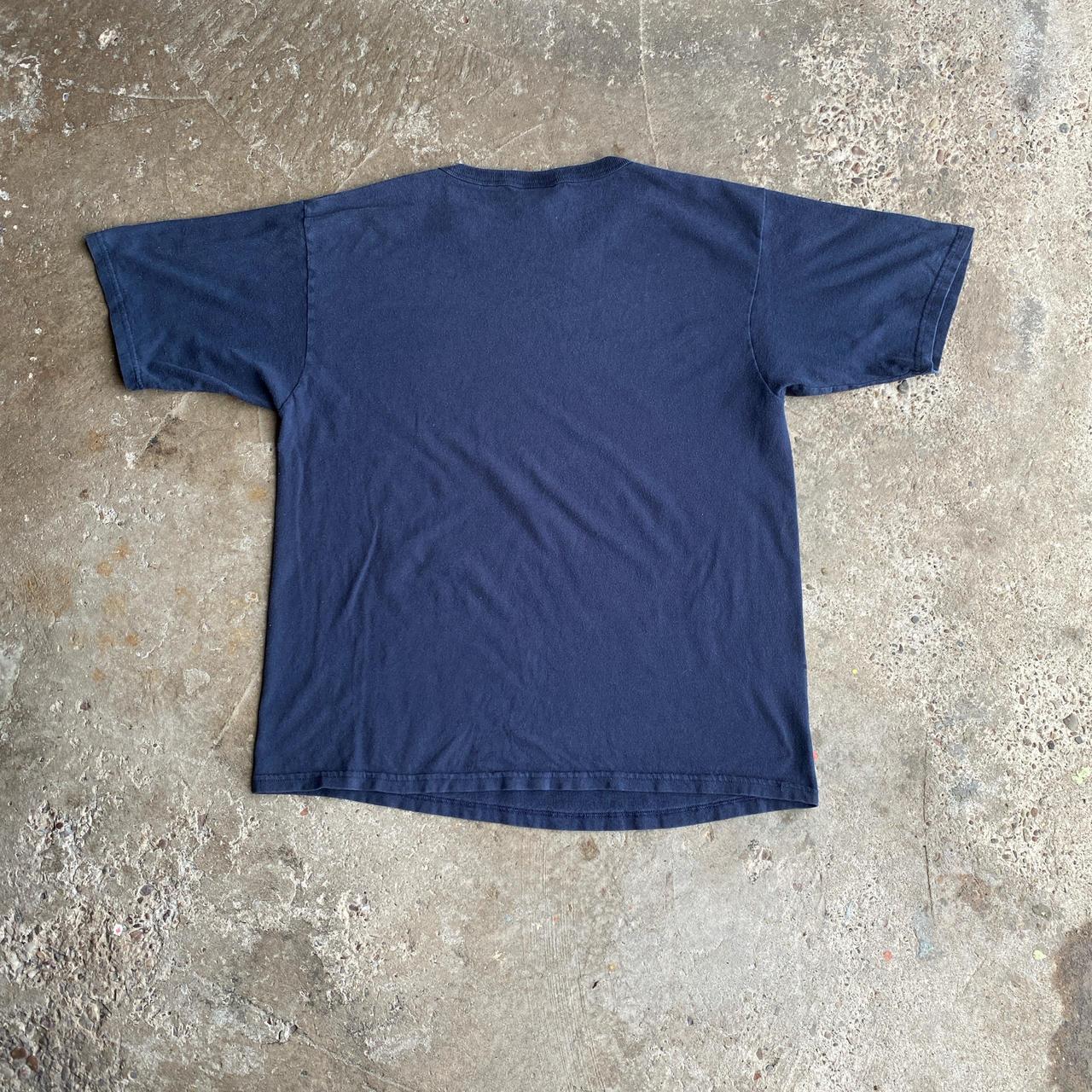 Vintage Navy Champion Embroidered Cotton T-Shirt - L