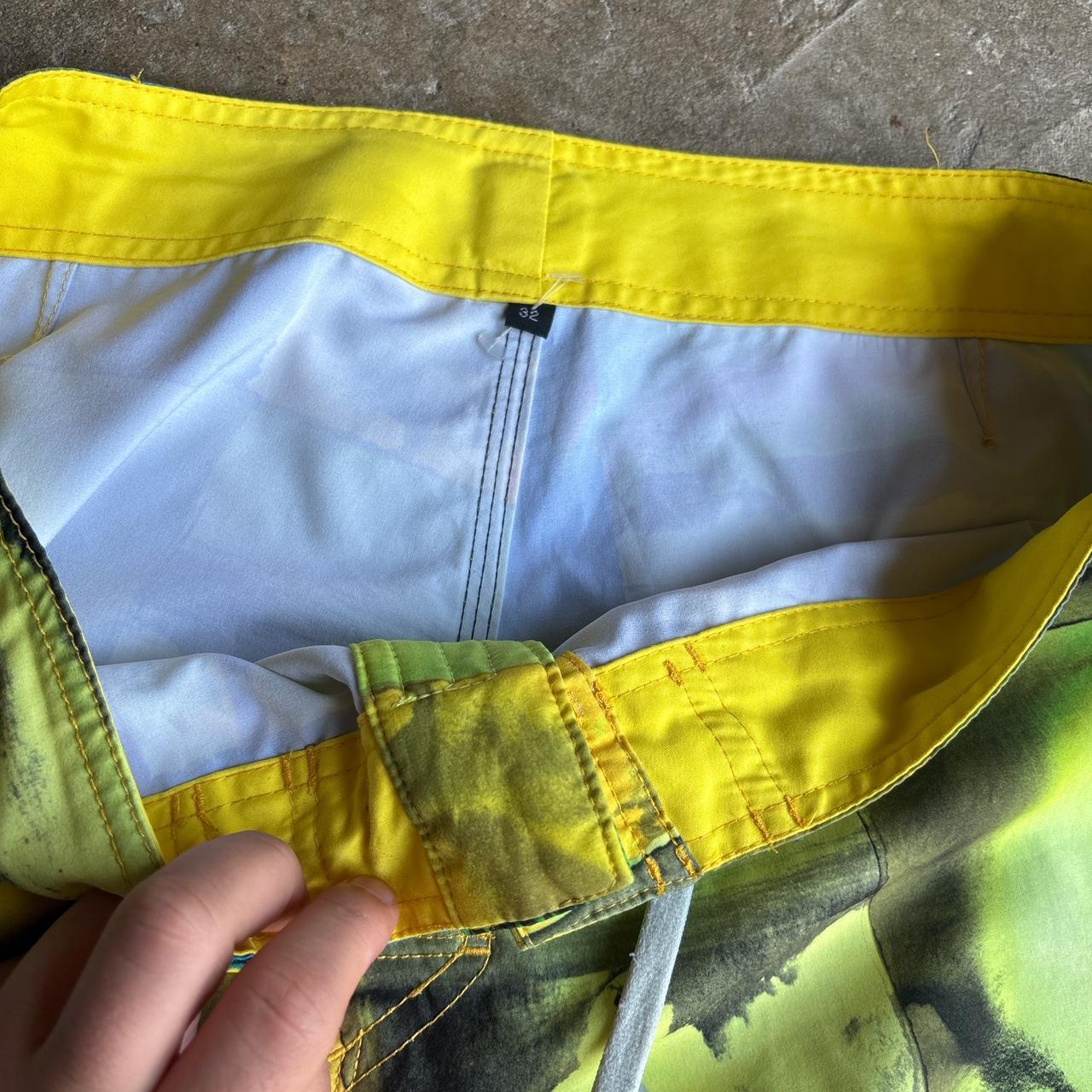 00s Quiksilver green and yellow board shorts