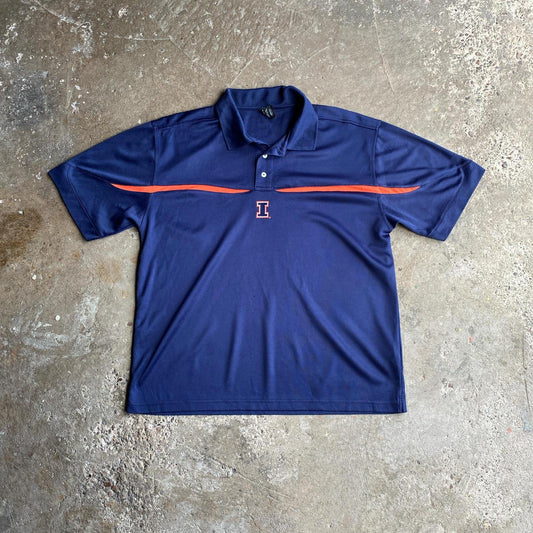 Navy & Orange Starter Illinois Polo Shirt - L