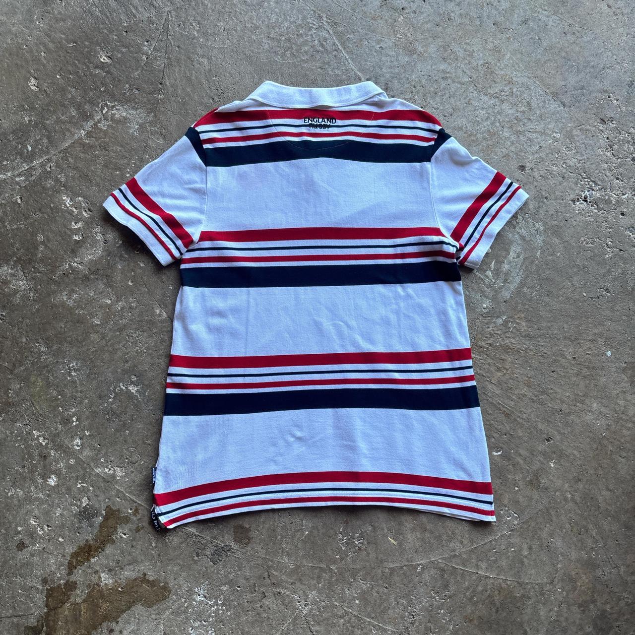 White Striped England Rugby Union Polo Shirt