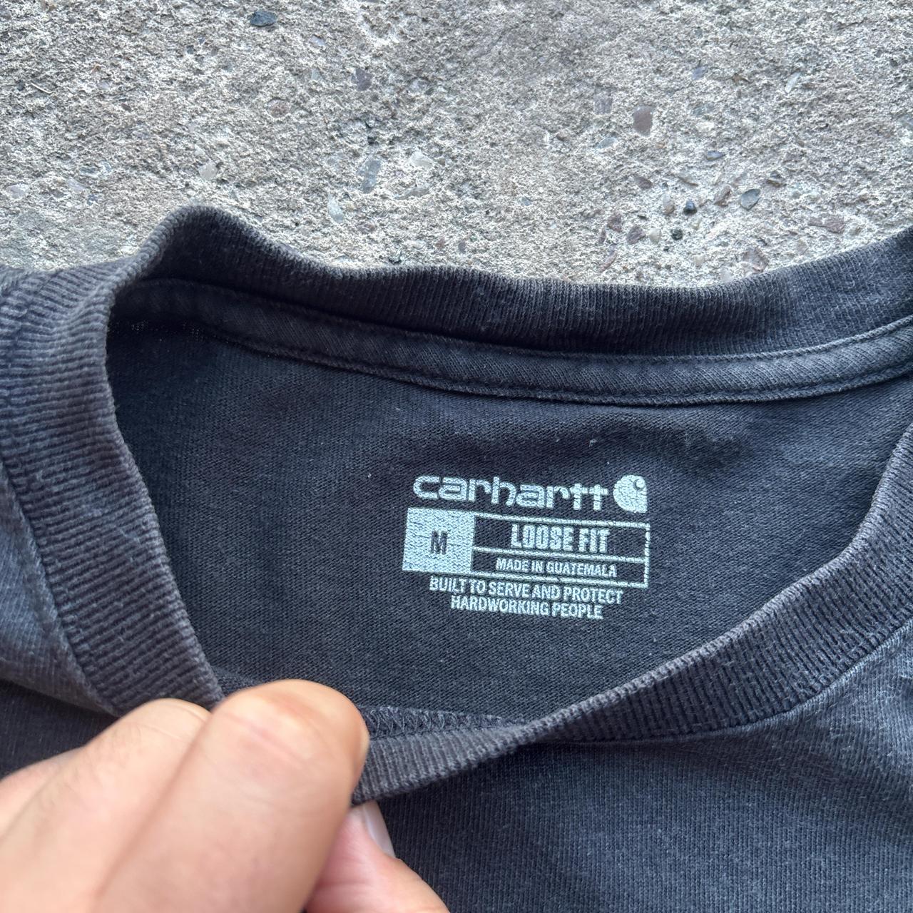 Washed black Carhartt single pocket t-shirt - M