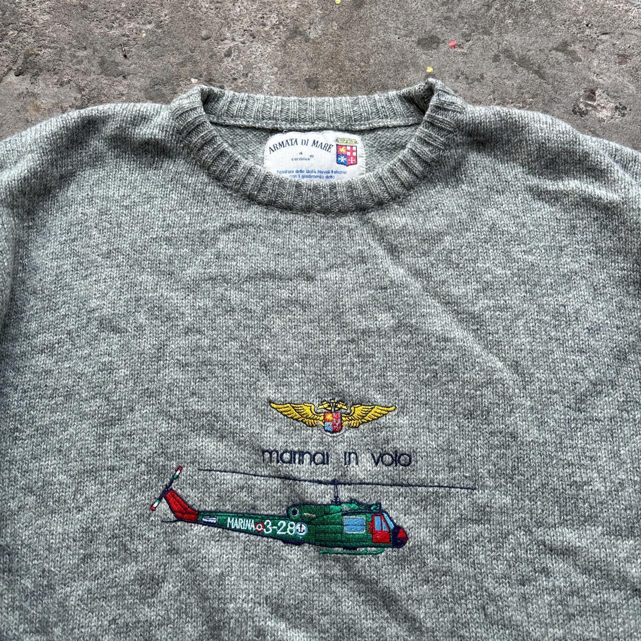 Grey Armata Di Mare 100% wool knitted sweater with embroidered logo