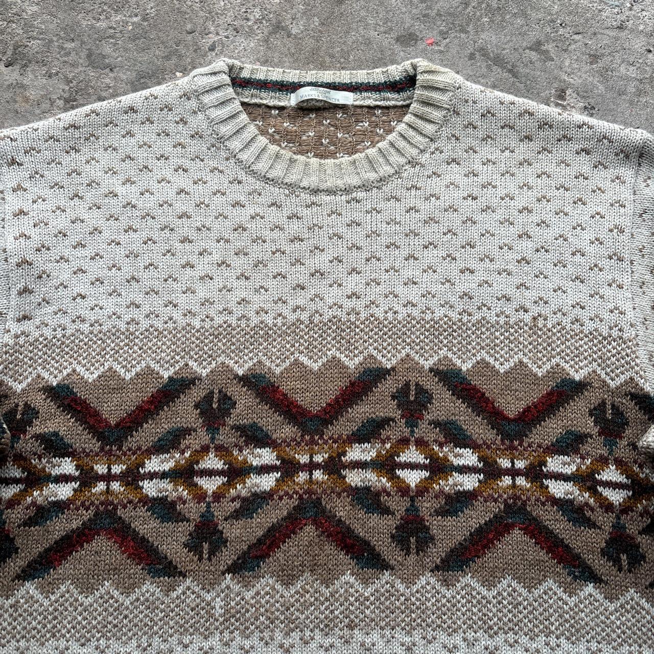 Cream and brown vintage wool sweater