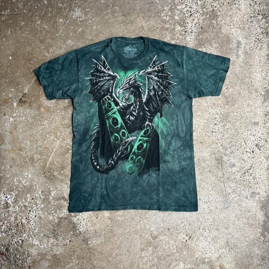 Green Tie Dye Electric Dragon Graphic T-Shirt