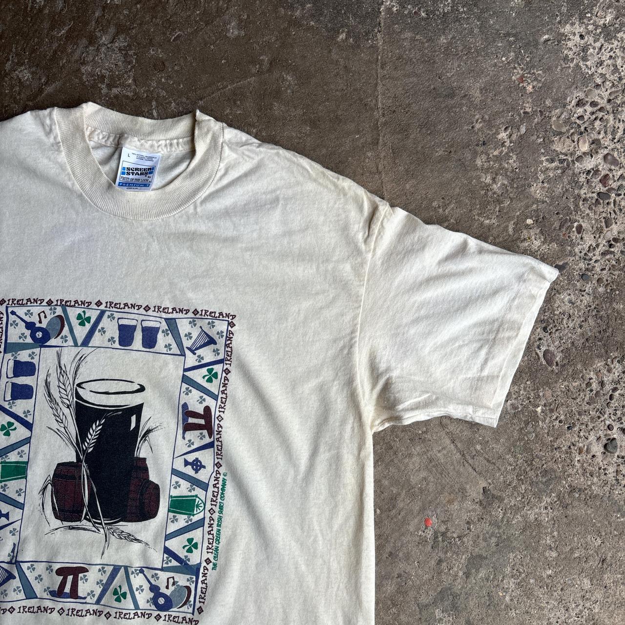 White/Cream Guinness Graphic Single Stitch T-Shirt - L