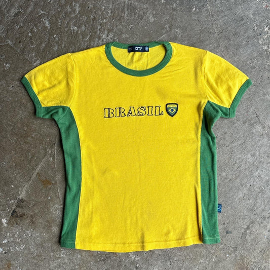 Yellow and green ‘Brasil’ baby tee