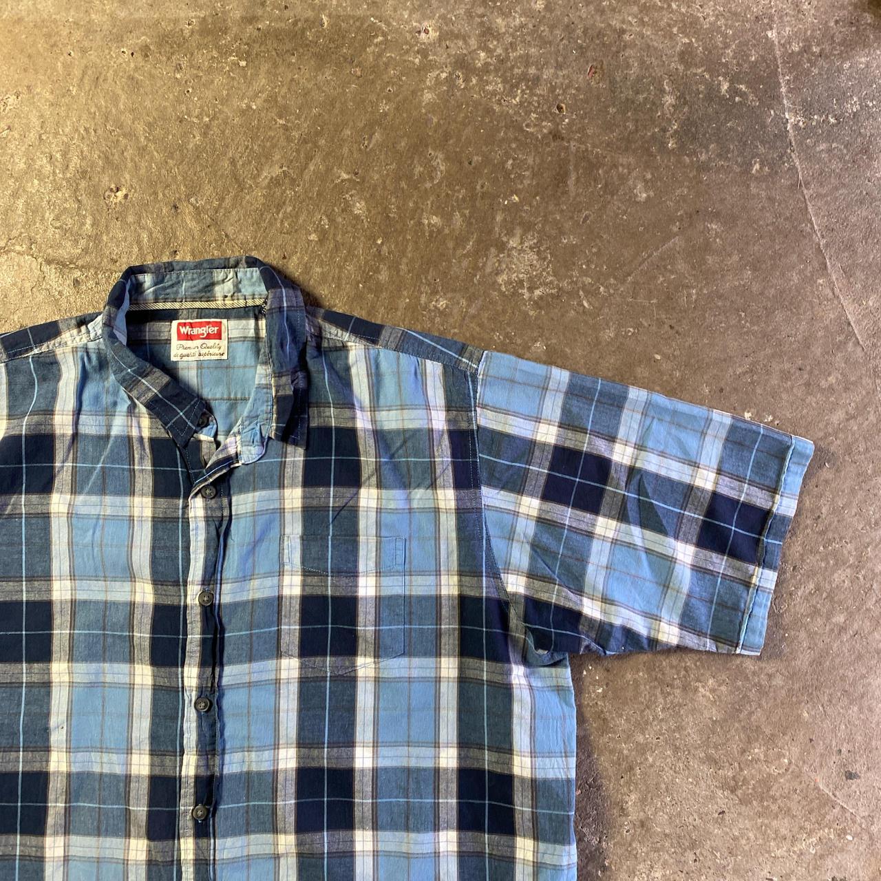 Blue & Navy Wrangler Plaid Short Sleeve Shirt - 2XL