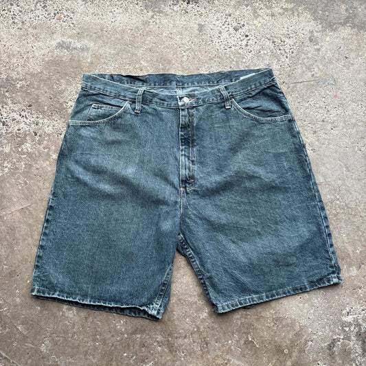 Navy Wrangler denim shorts