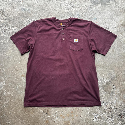Burgundy Carhartt button-up t-shirt - XL