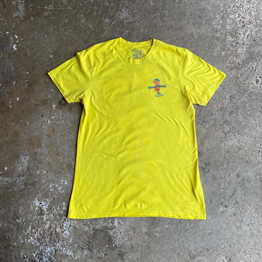 Bright Yellow Graphic Single Stitch Bar T-Shirt