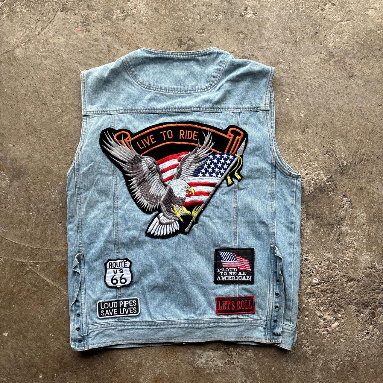 90s Blue denim biker vest