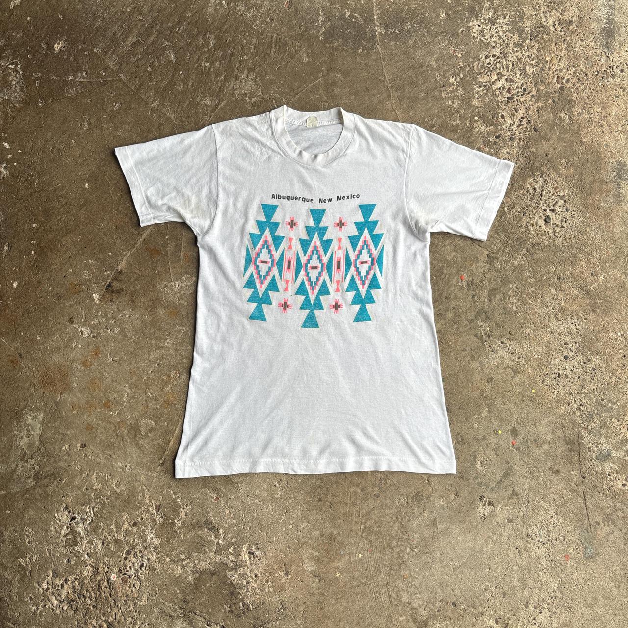 Vintage White Graphic Aztec Single Stitch T-Shirt - M