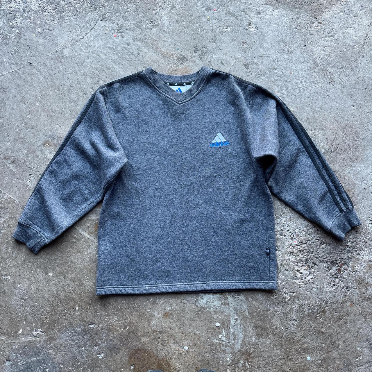 Vintage grey adidas sweatshirt with black stripes