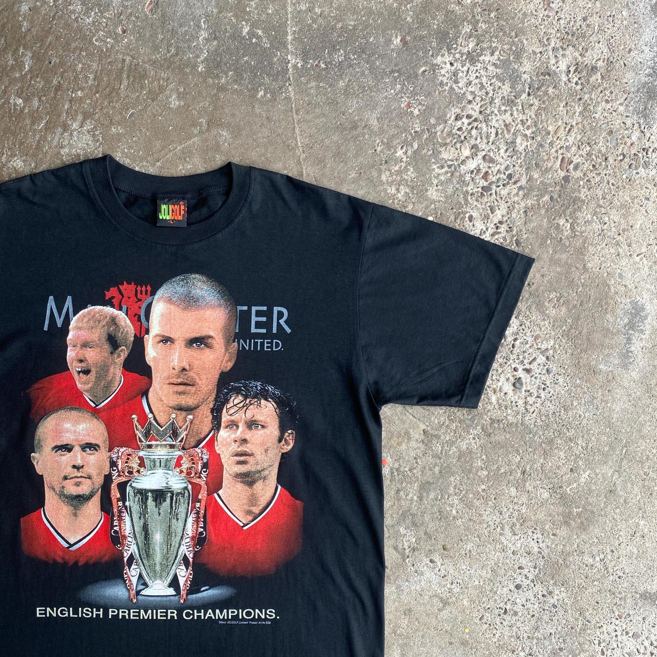 Black Vintage Manchester United Graphic Champions T-Shirt - L
