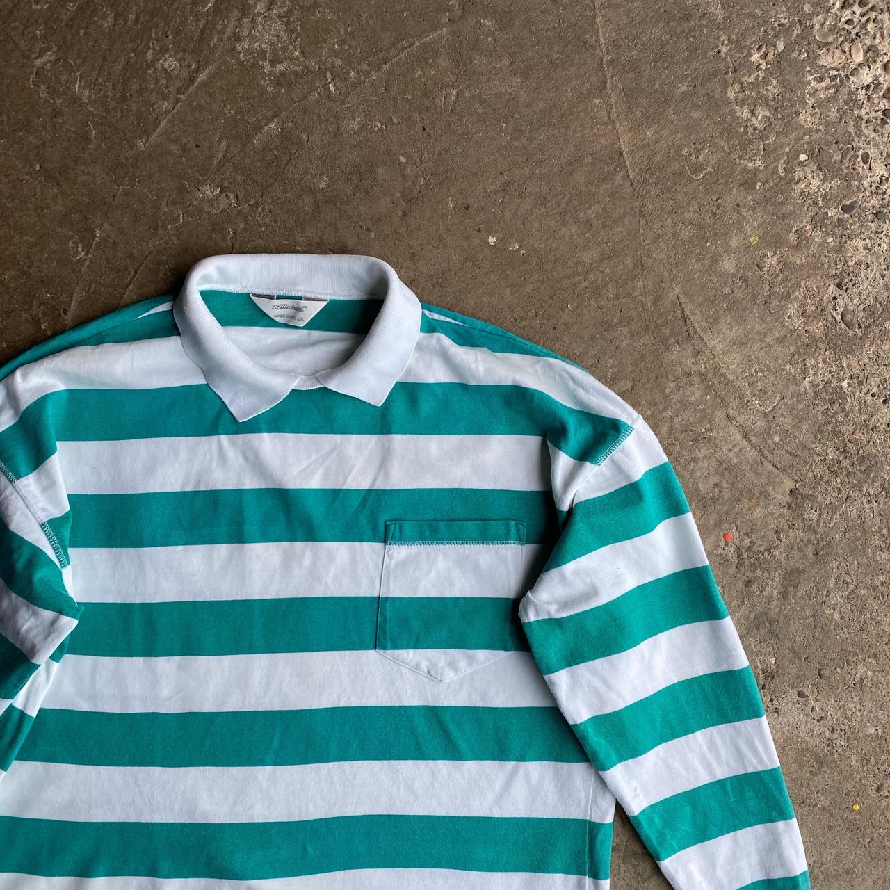 Teal & White St Michael Striped Pocket Polo Shirt - Size 10-12 (women’s)