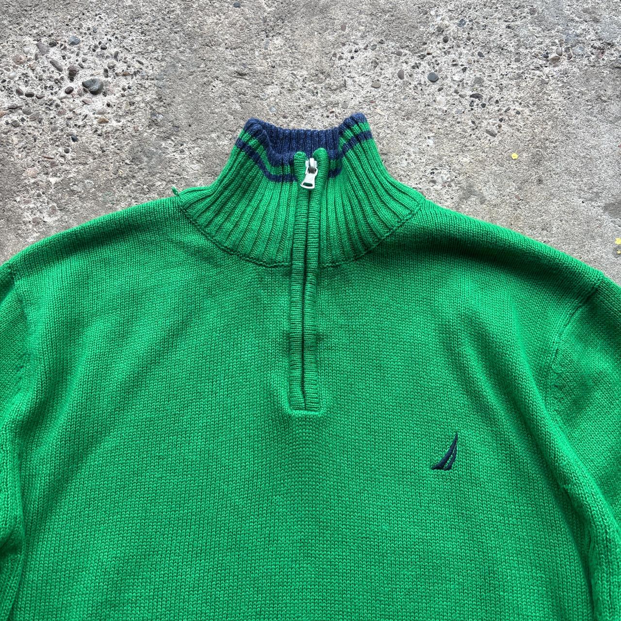 Green Nautica Quarter Zip knitted sweater - M
