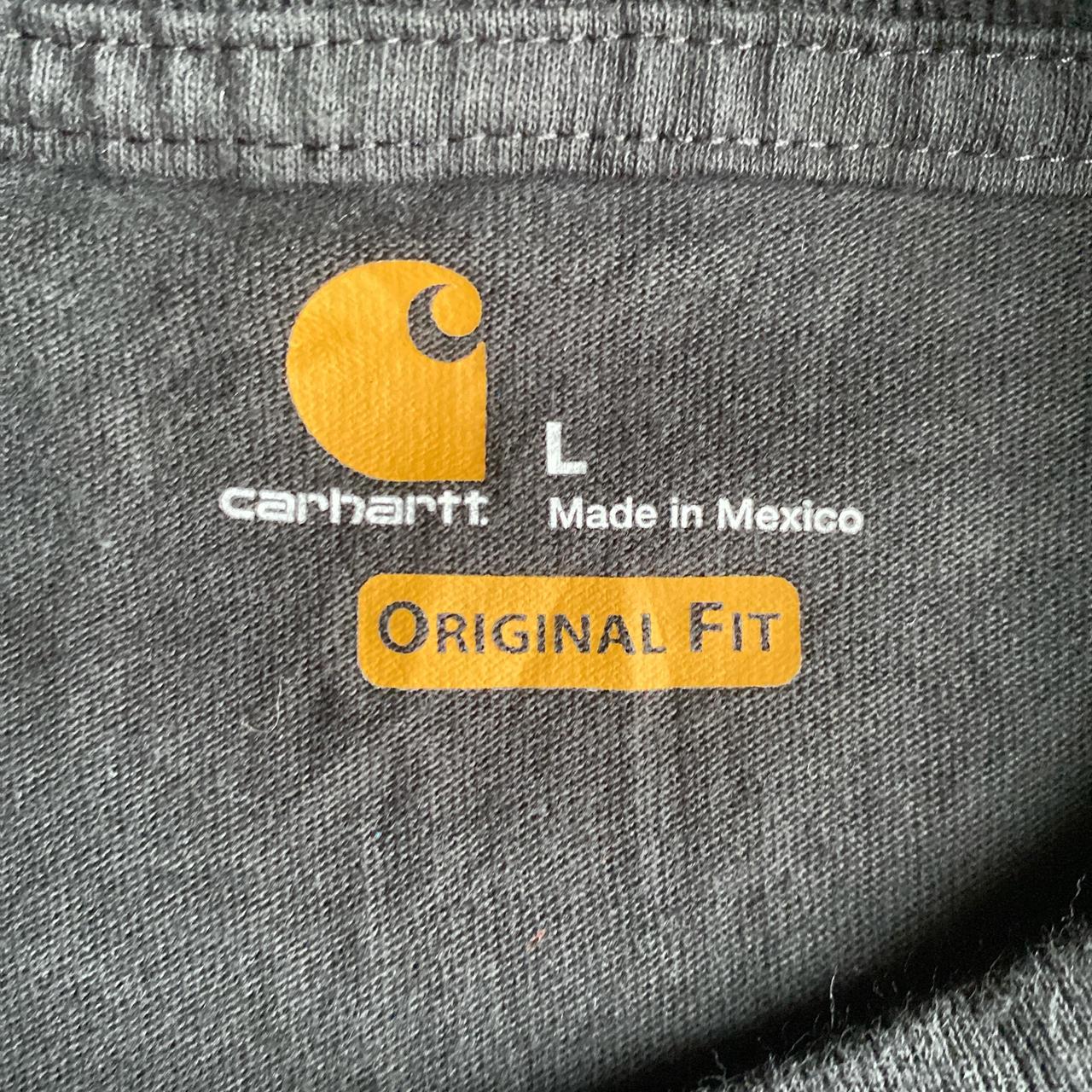 Black Long-Sleeve Carhartt T-Shirt with Orange Sleeve Graphic - L