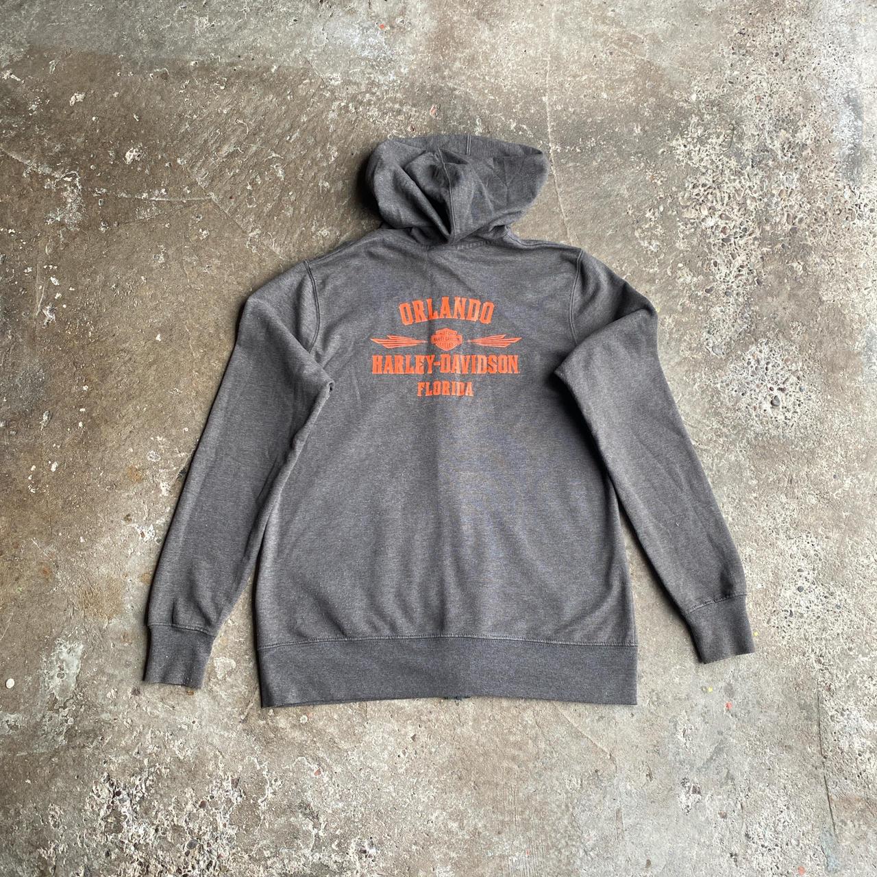 Grey Harley Davidson Graphic Full Zip Hoodie - L