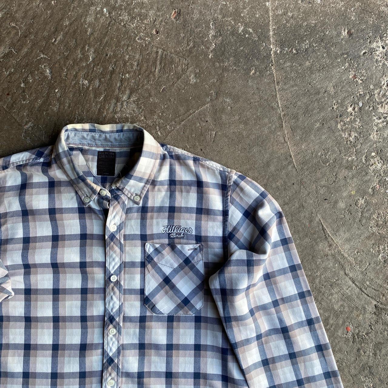 Cream & Navy Plaid Tommy Hilfiger Long Sleeve Shirt - M