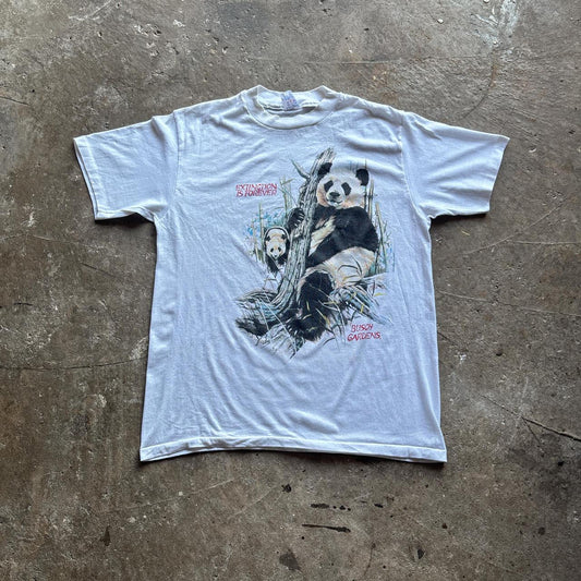 Vintage White Panda Graphic Single Stitch T-Shirt