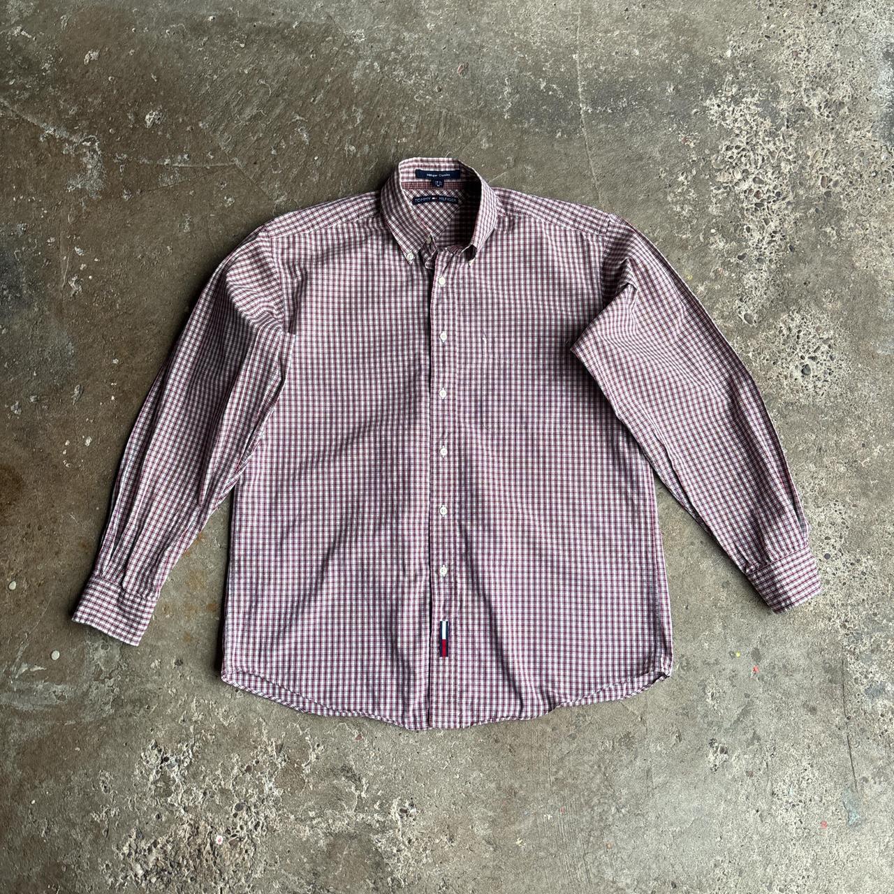 Red Tommy Hilfiger Checkered Oxford Shirt - M