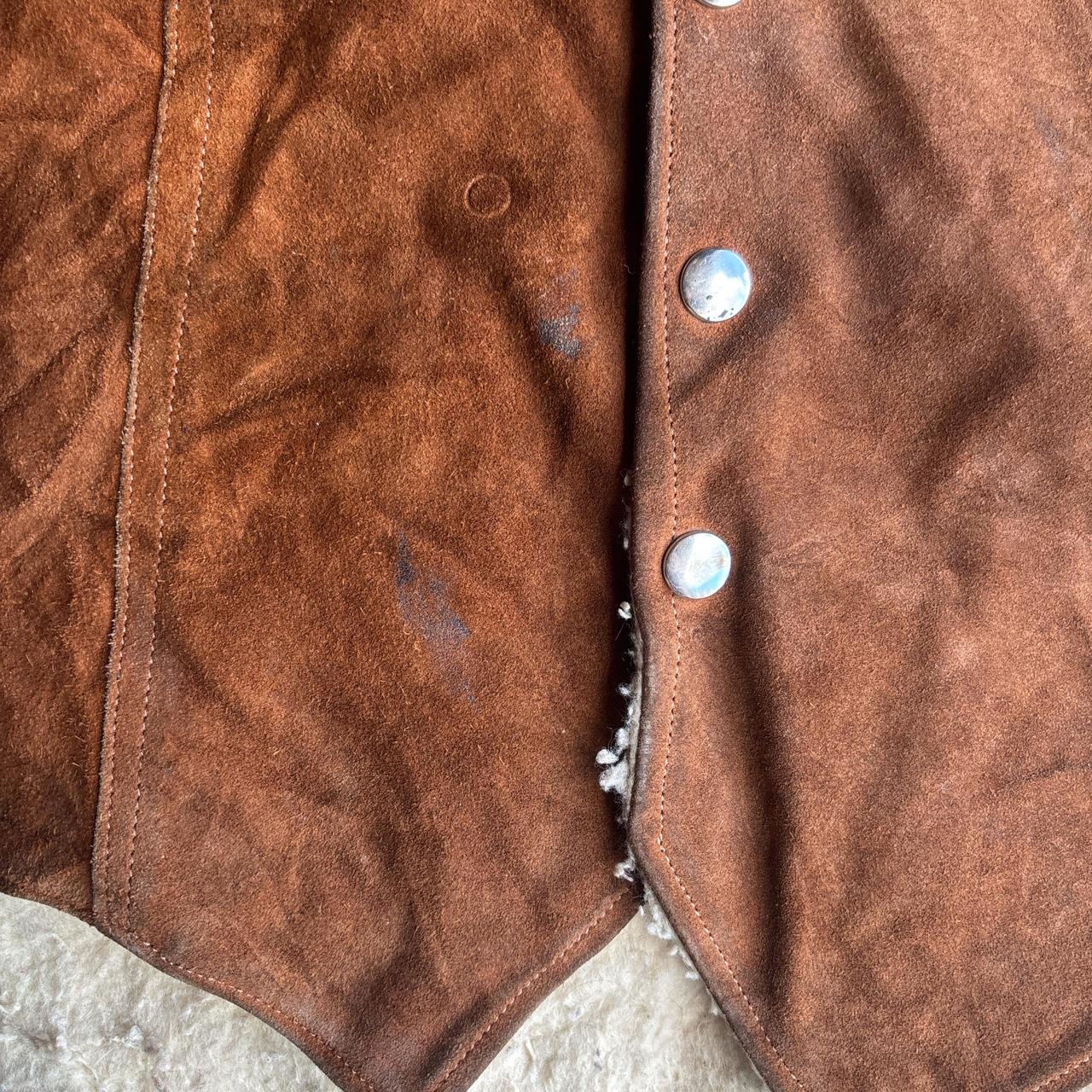 Brown Leather Longhorn Western Vest - M