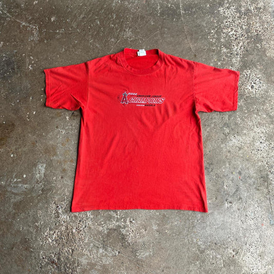 2002 Anaheim Angels Red Graphic Champions Lee T-Shirt - L