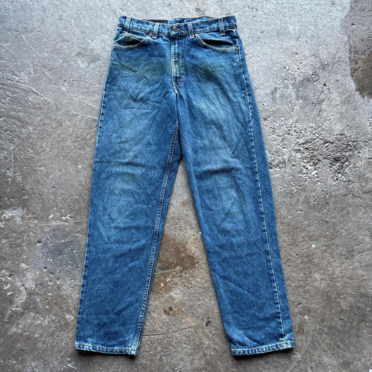 Levis 550 blue denim jeans with orange label