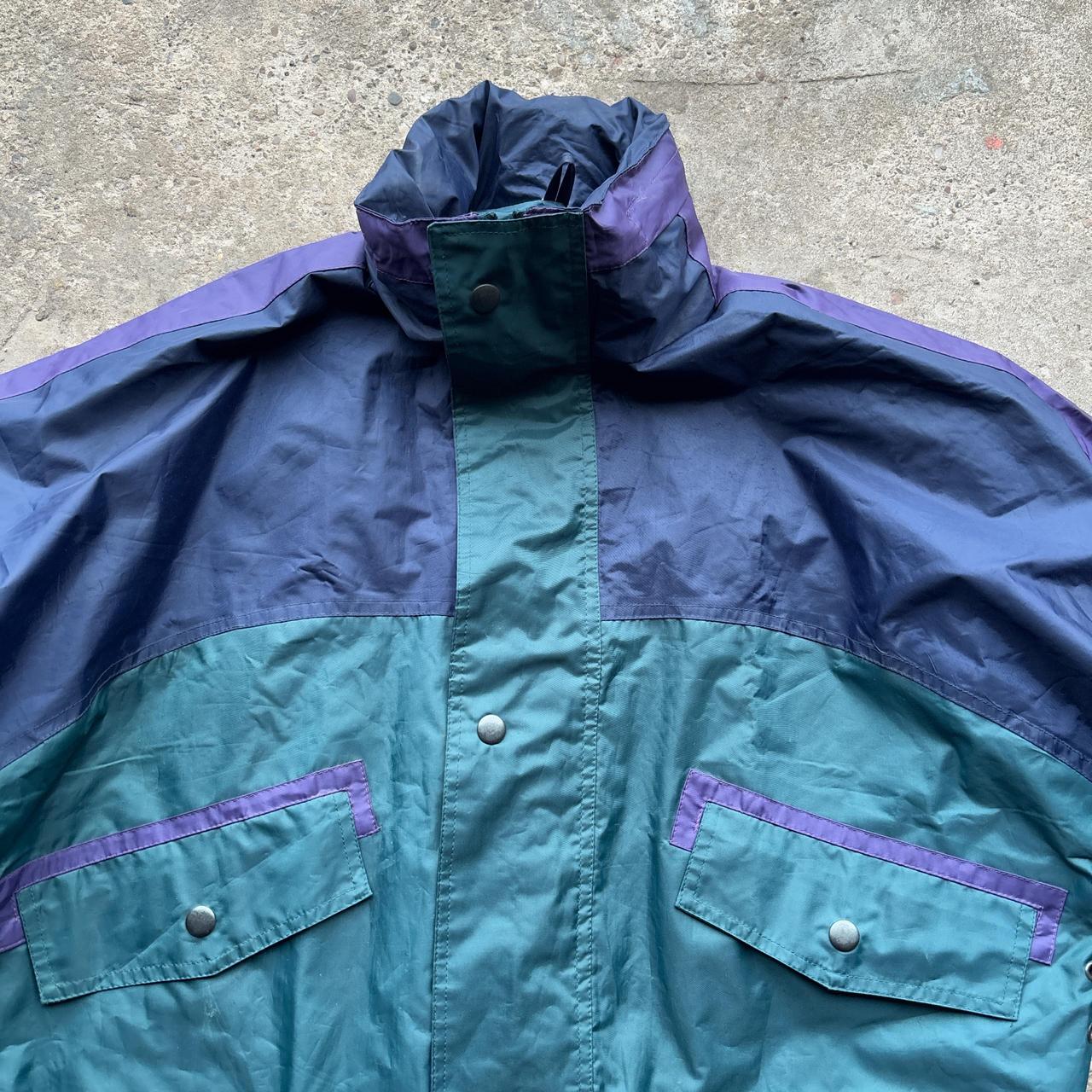 Green, navy and purple vintage 90s windbreaker jacket