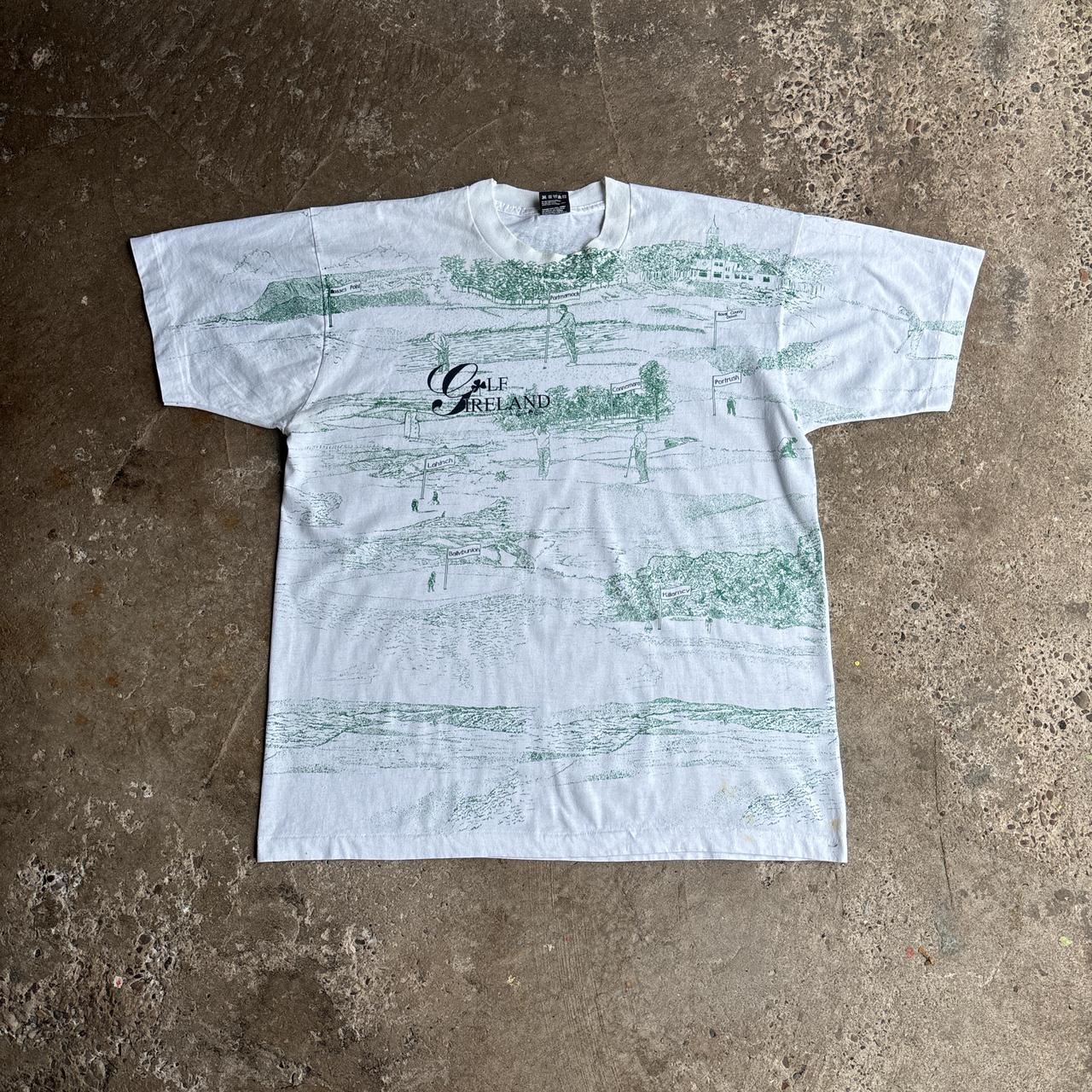 White & Green Graphic Golf Ireland T-Shirt - XL