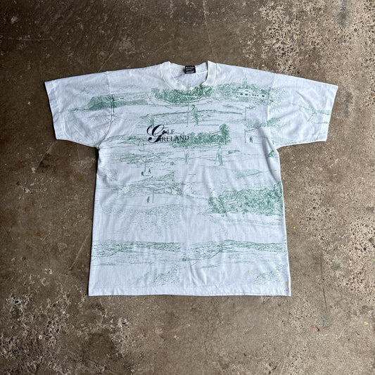 White & Green Graphic Golf Ireland T-Shirt - XL