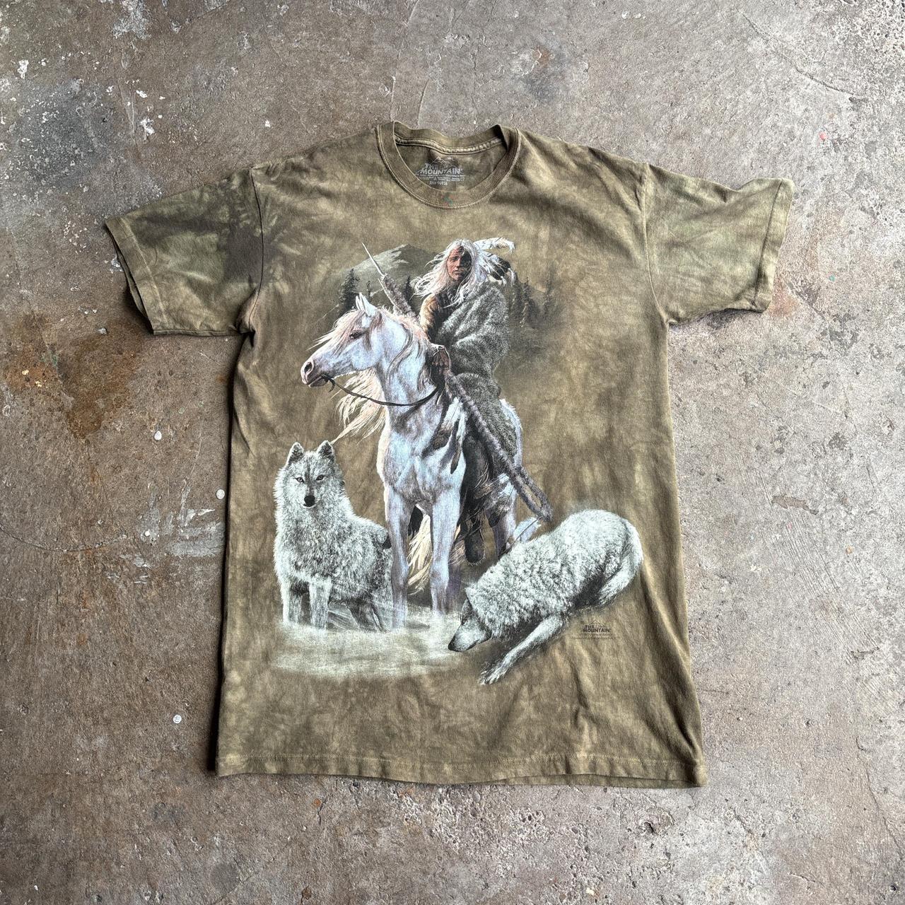 Native American Print Green Tie Dye T-Shirt