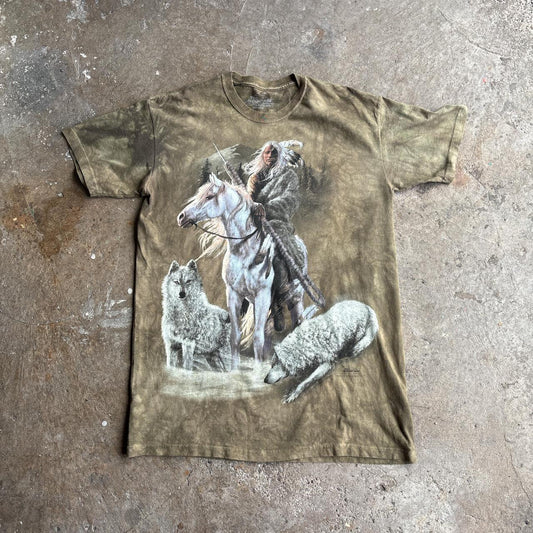 Native American Print Green Tie Dye T-Shirt