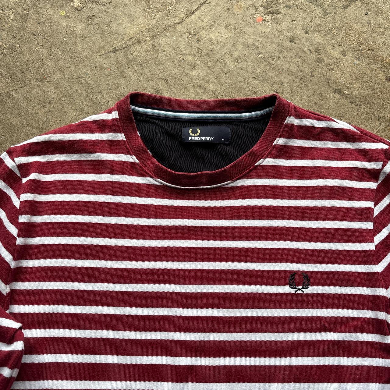 Burgundy and white Fred Perry sweatshirt - M