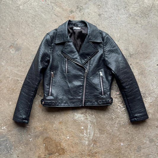 Black Light Before Dark faux leather biker jacket