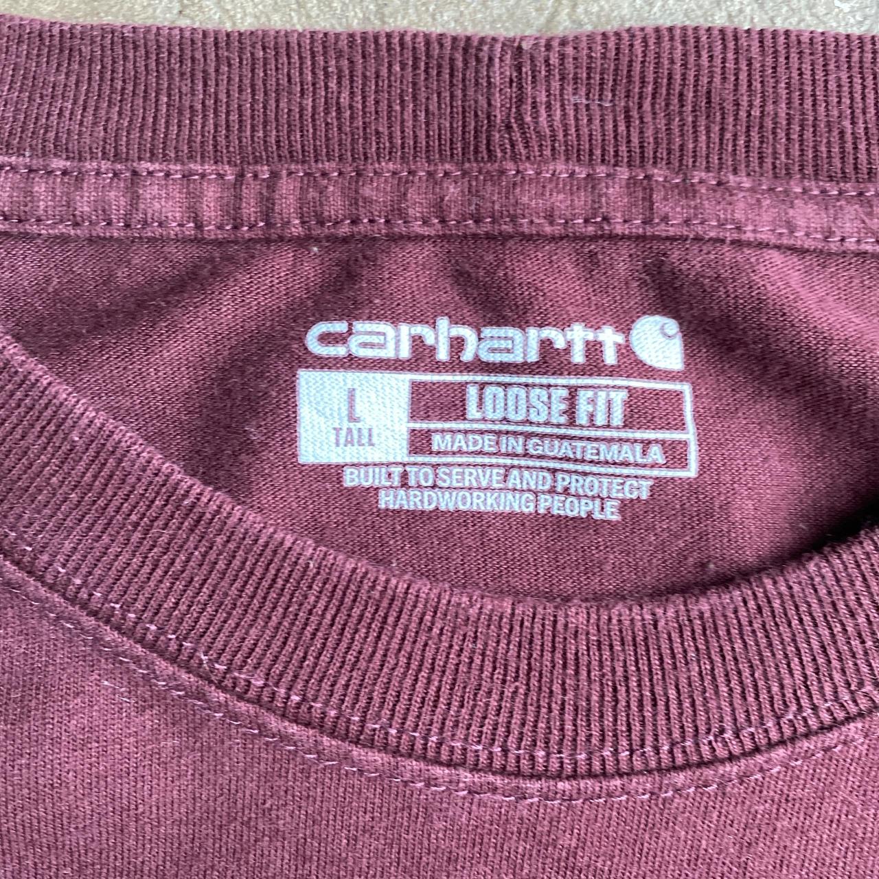 Burgundy Long Sleeve Carhartt T-Shirt - L