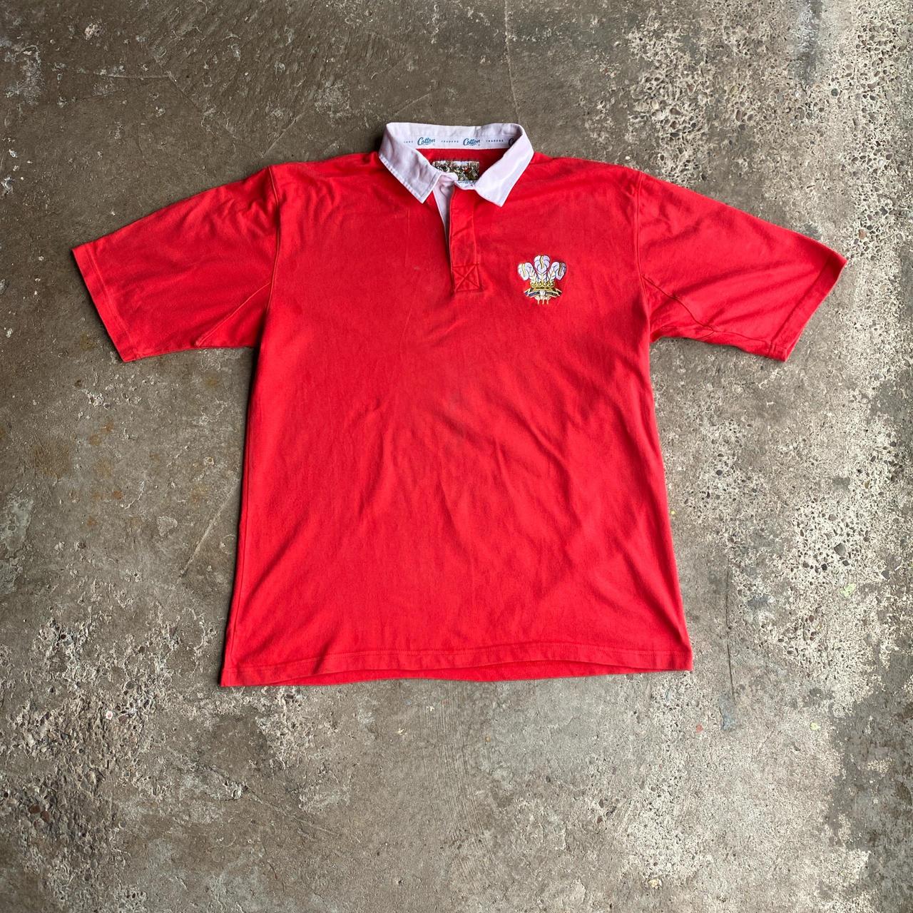Vintage Red Wales Rugby Union Cotton Traders Rugby Shirt - XL