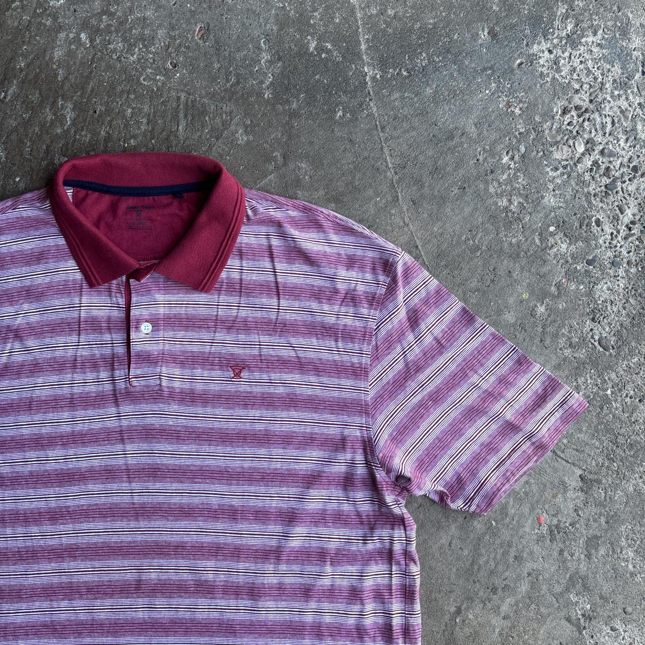 Striped Burgundy & White James Pringle Polo Shirt