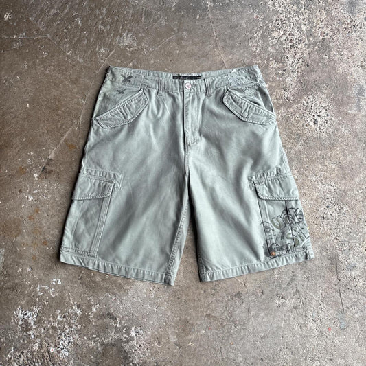 Green Quiksilver Graphic Y2K Cargo Shorts