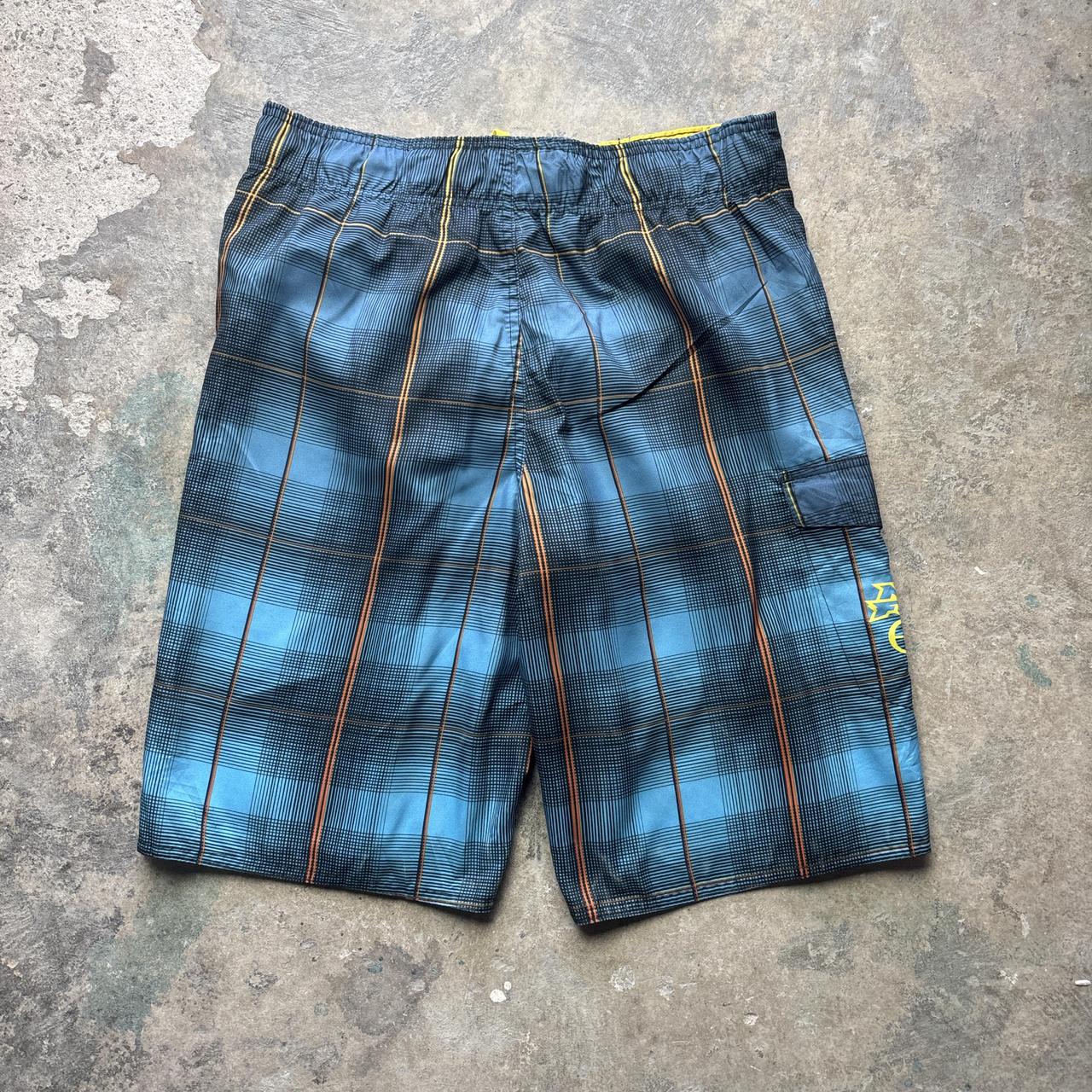 Blue No Fear chequered board shorts - L