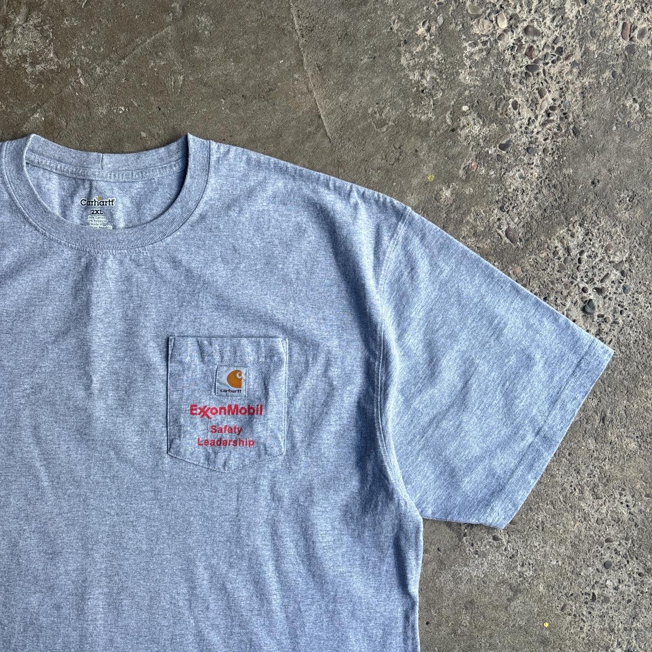 Grey Carhartt Single Pocket Exon Mobil T-Shirt