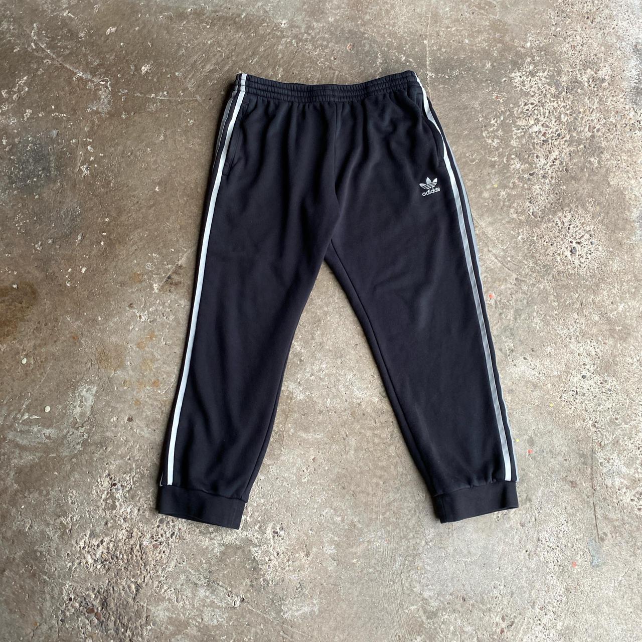 Black & Grey 3 Stripe Adidas Tracksuit Pants - XL (women’s)