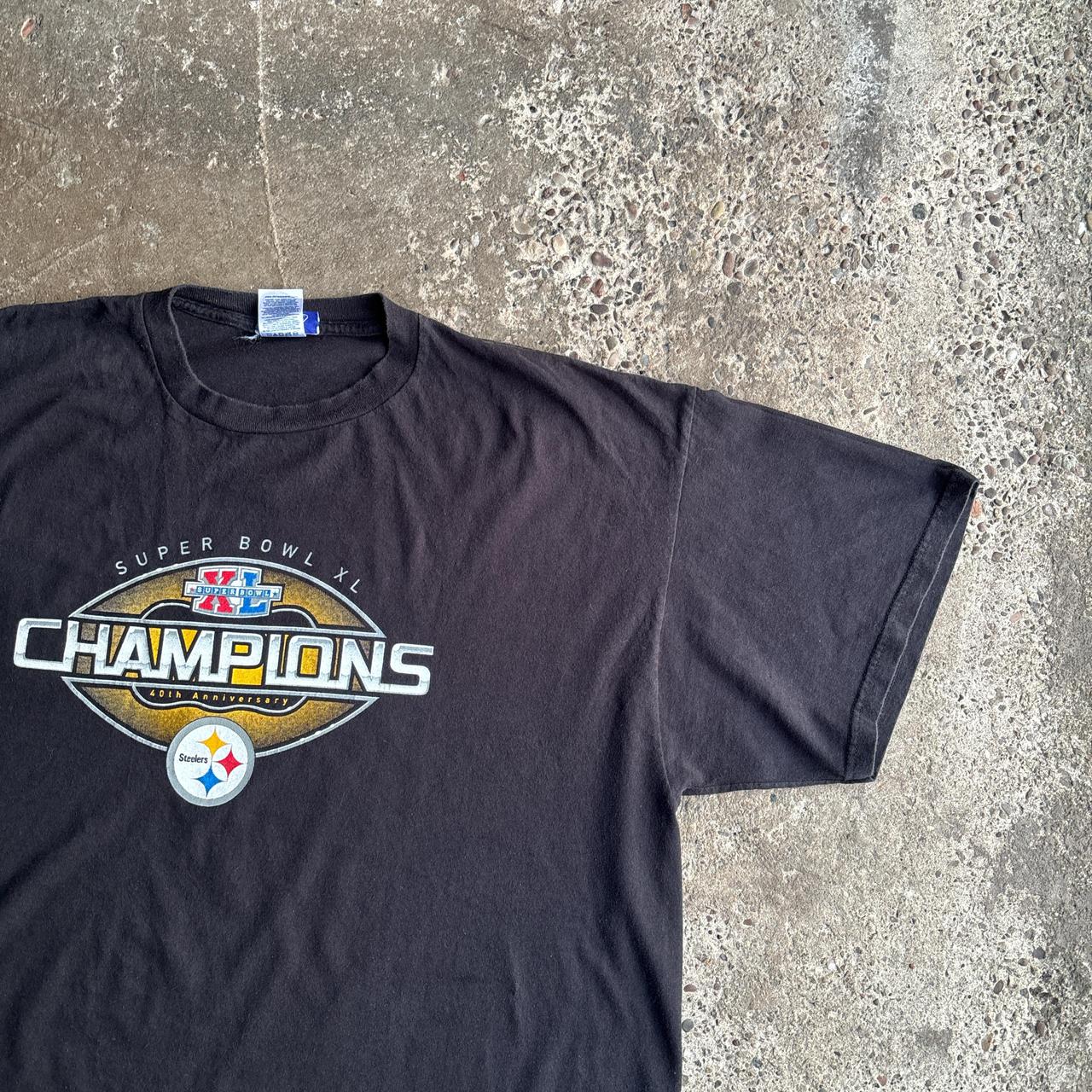 Vintage Black Pittsburgh Steelers Super Bowl XL 2006 Champions T-shirt - 2XL
