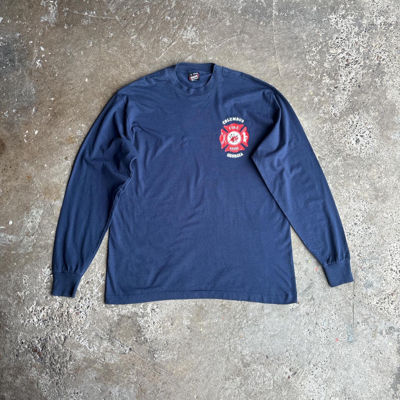 Navy Graphic Fire Department Long-Sleeve T-Shirt - L