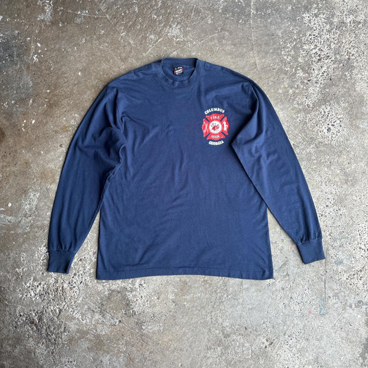 Navy Graphic Fire Department Long-Sleeve T-Shirt - L