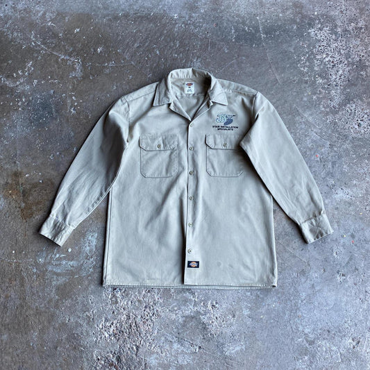 Cream Dickies Workwear Long Sleeve Shirt - M
