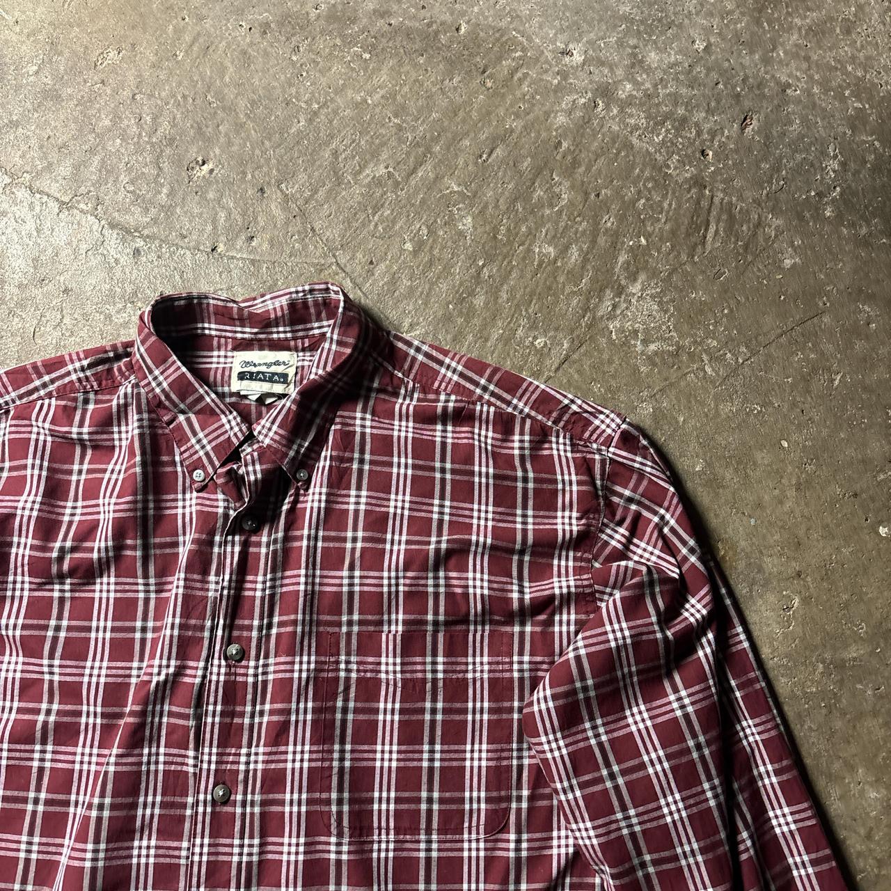 Burgundy Wrangler Plaid Long Sleeve Shirt - 2XL